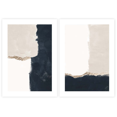 ABSTRACT, WALL ART, PRINT, NAVY, GOLD, BEIGE